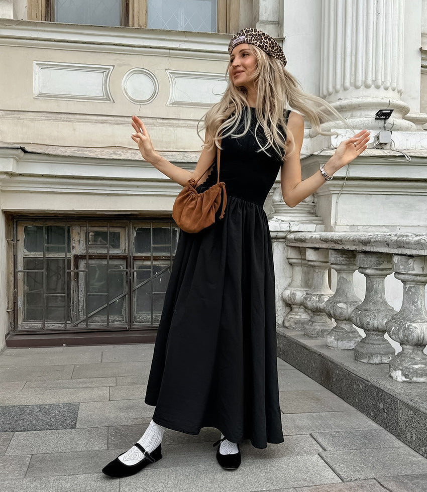 Classic Elegance Black Sleeveless Maxi Dress