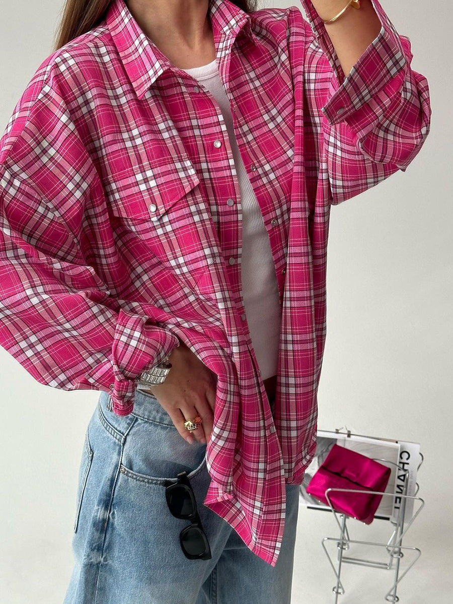 Plaid Collared Long Sleeved Shirt
