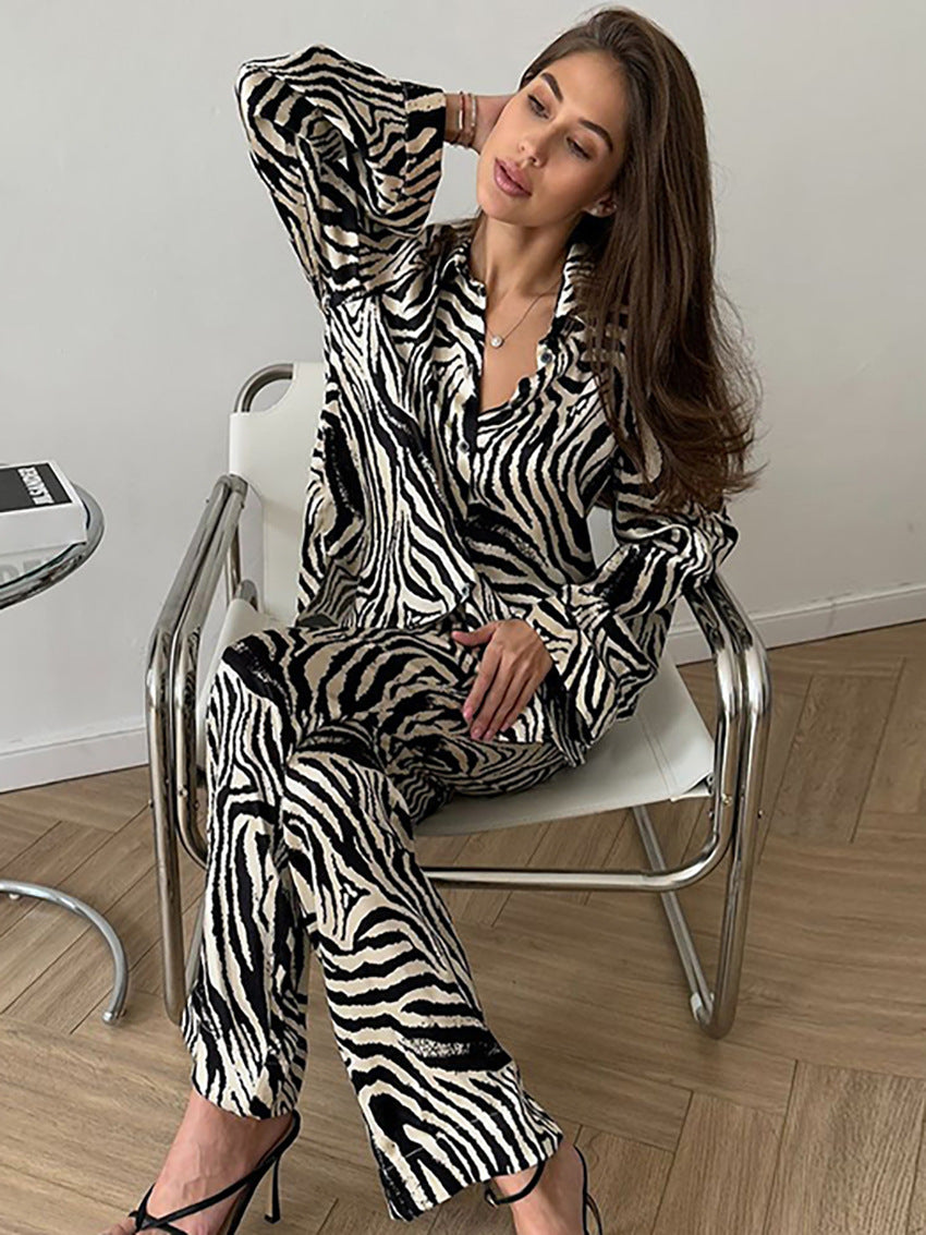 Zebra Striped High Waist Leisure Suit