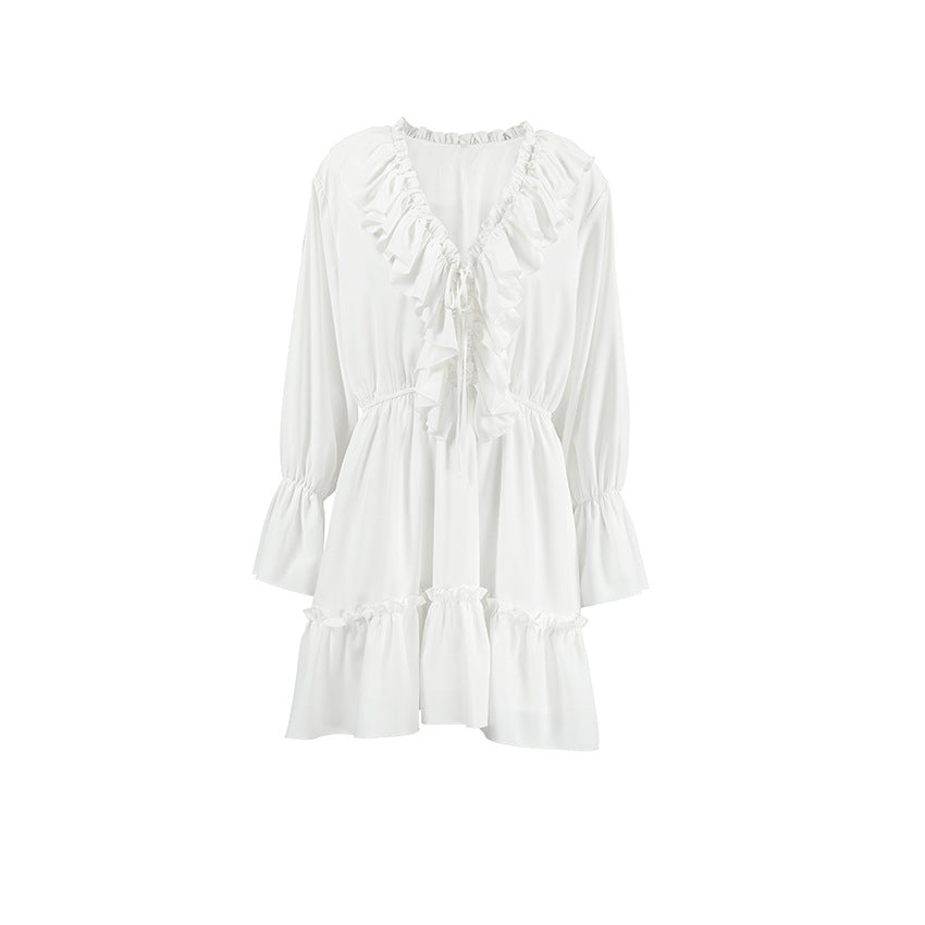 Ruffled Long Sleeves Mini Dress