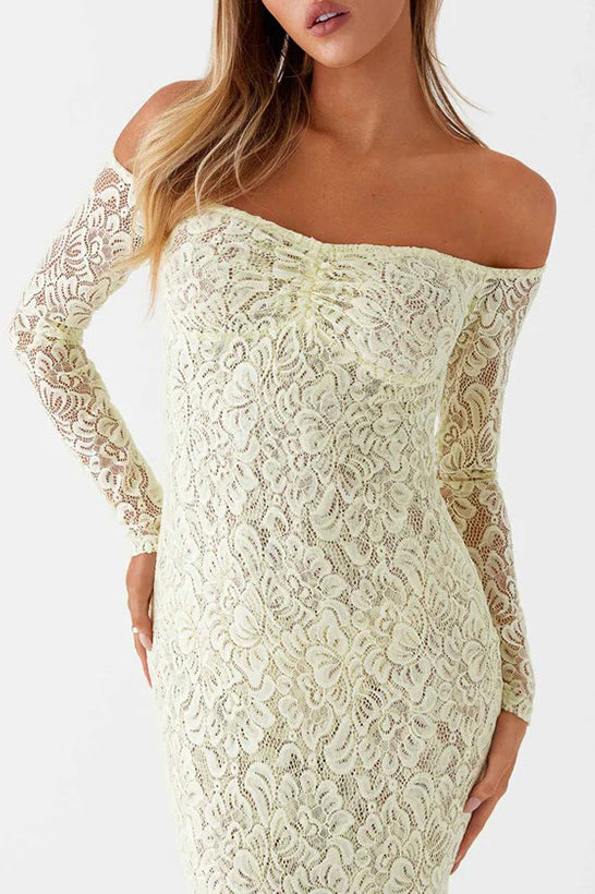 Lace Off Shoulder Long Sleeve Wedding Dress