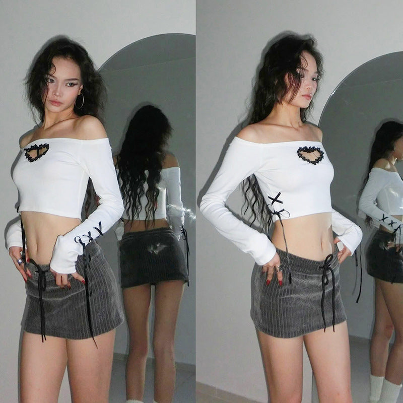 Off-the-Shoulder Sweetheart Y2K Cropped Top