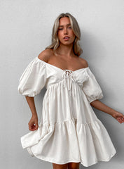 Patchwork Lace Up Linen Short Sleeve Dress