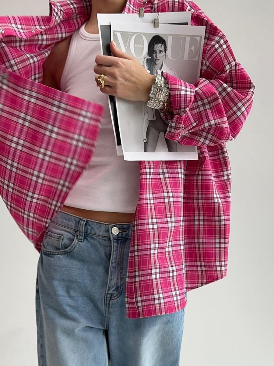 Plaid Collared Long Sleeved Shirt