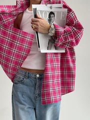 Plaid Collared Long Sleeved Shirt