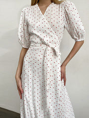 Heart Print White Dress