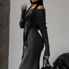 Jersey Ribbed Bandeau Midi Dress