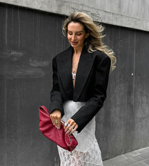 Stripe Print Crop Blazer