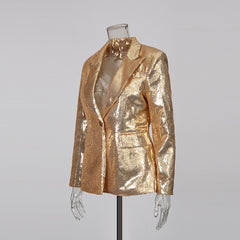 Sequin-EmbelliShed Suit In Metallic Gold