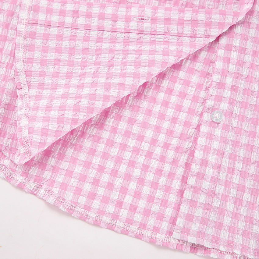 Pink Plaid Loose Set