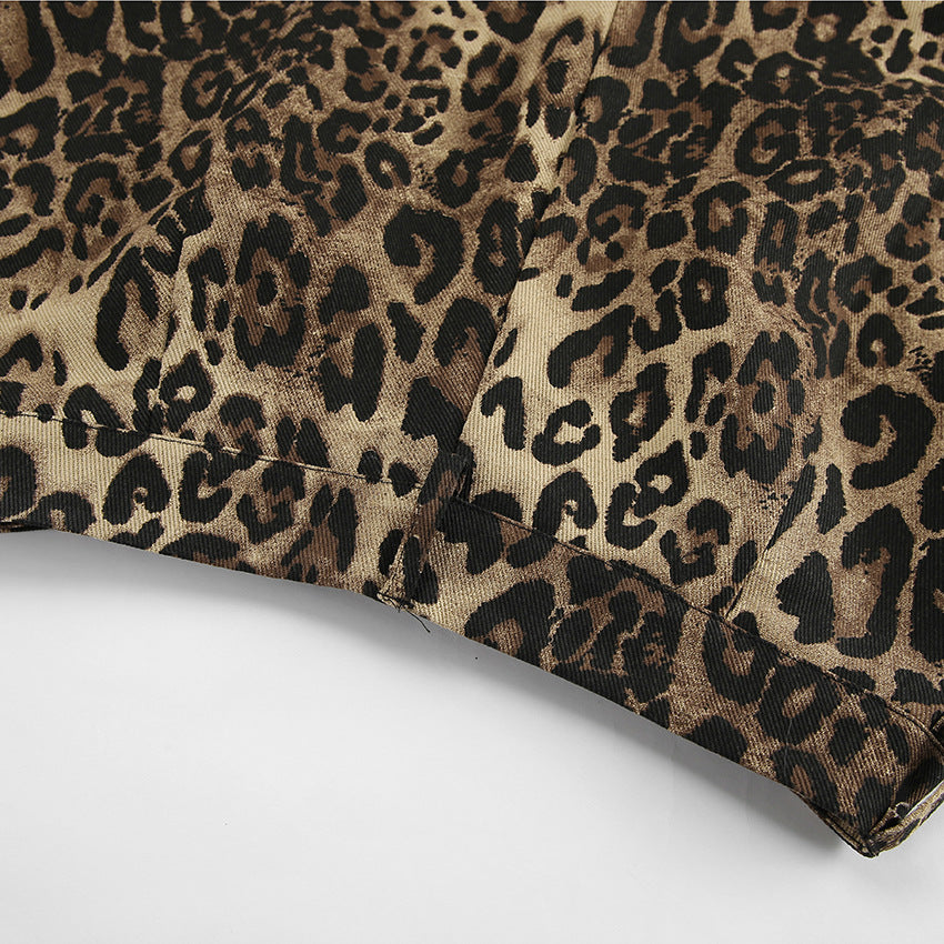 Loose Low Waist Leopard Print Trousers