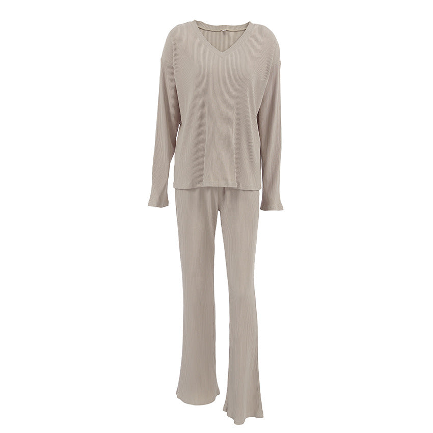 V-neck Top+ Comfortable Trousers Set