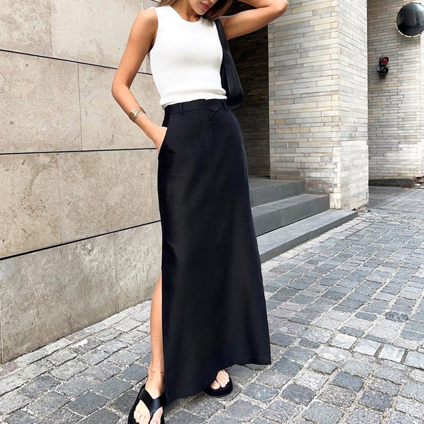 A-Line Pocket Slit Skirt