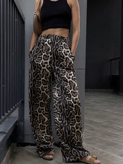 Leopard Elastised Broadleg Pants