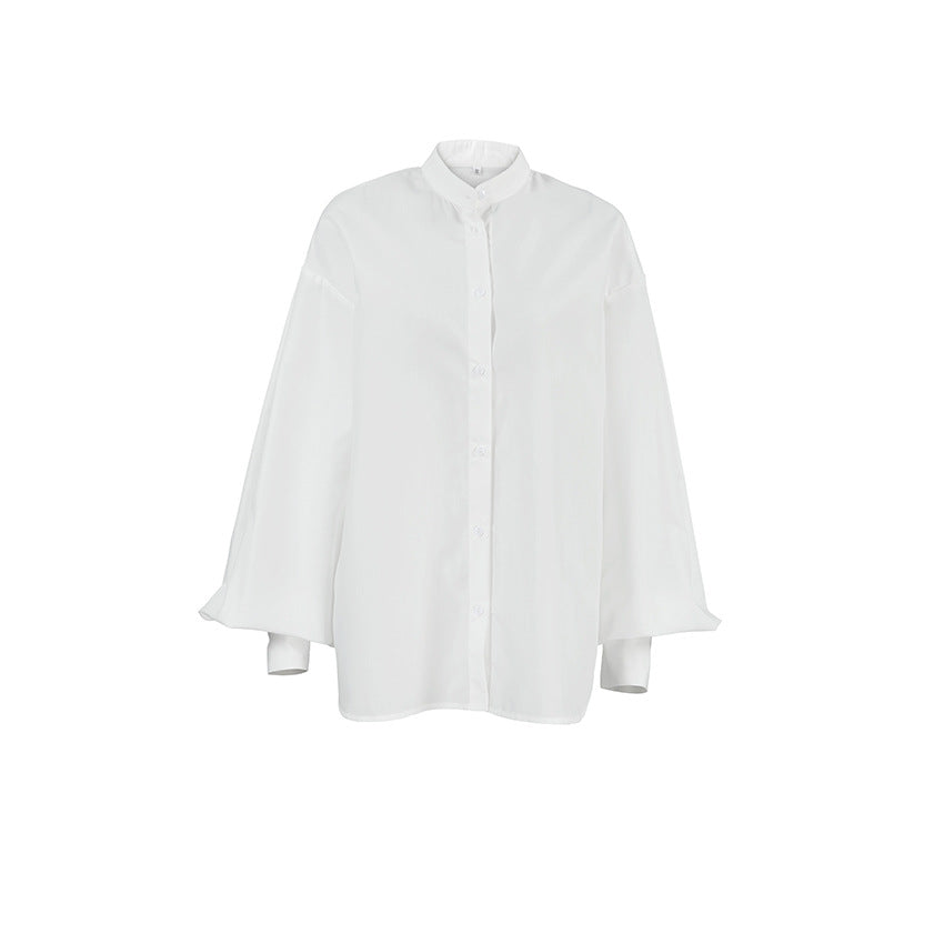 Lapel Lantern Sleeve  Shirt