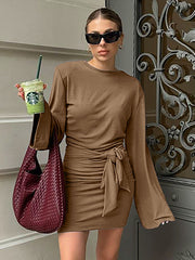 Long Sleeve Bodycon Wrap Dress