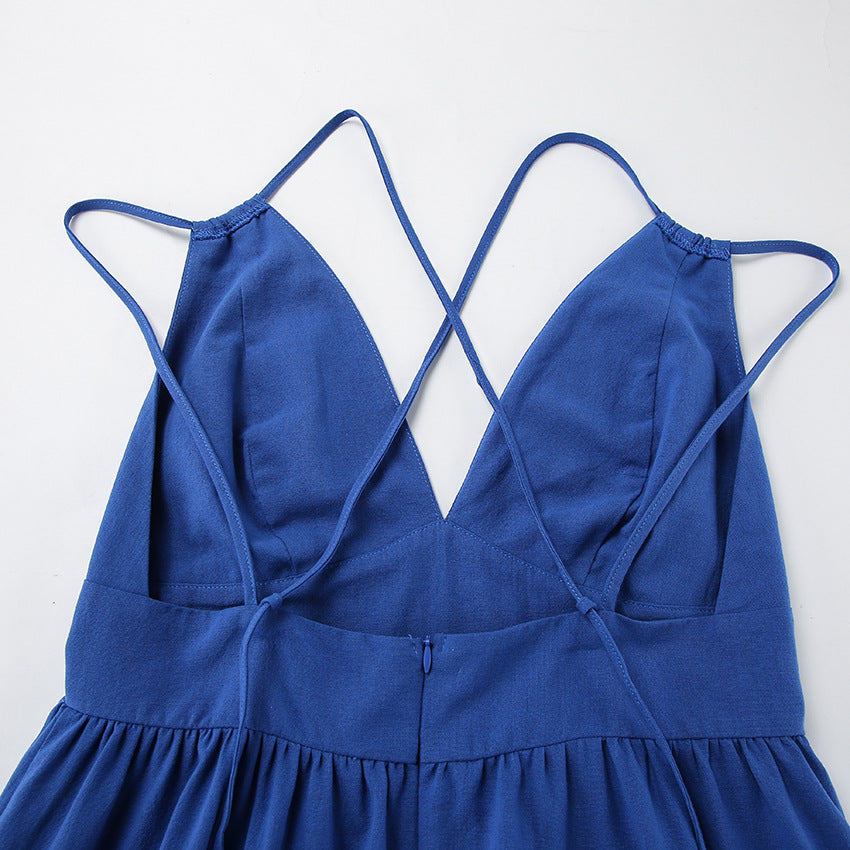Blue V-Neck Maxi Dress