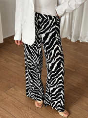 Zebra Print Wide Leg Pants