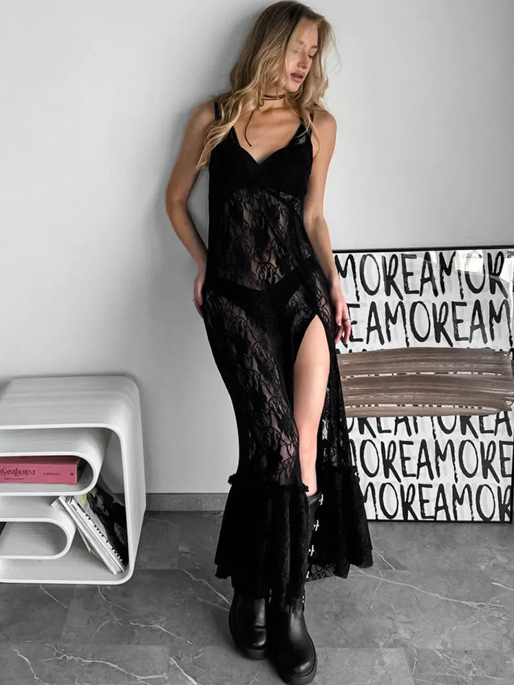 Spaghetti Strap Split Party Dress
