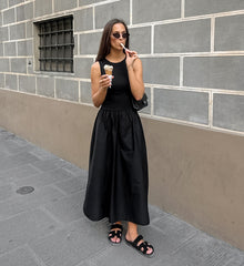 Classic Elegance Black Sleeveless Maxi Dress