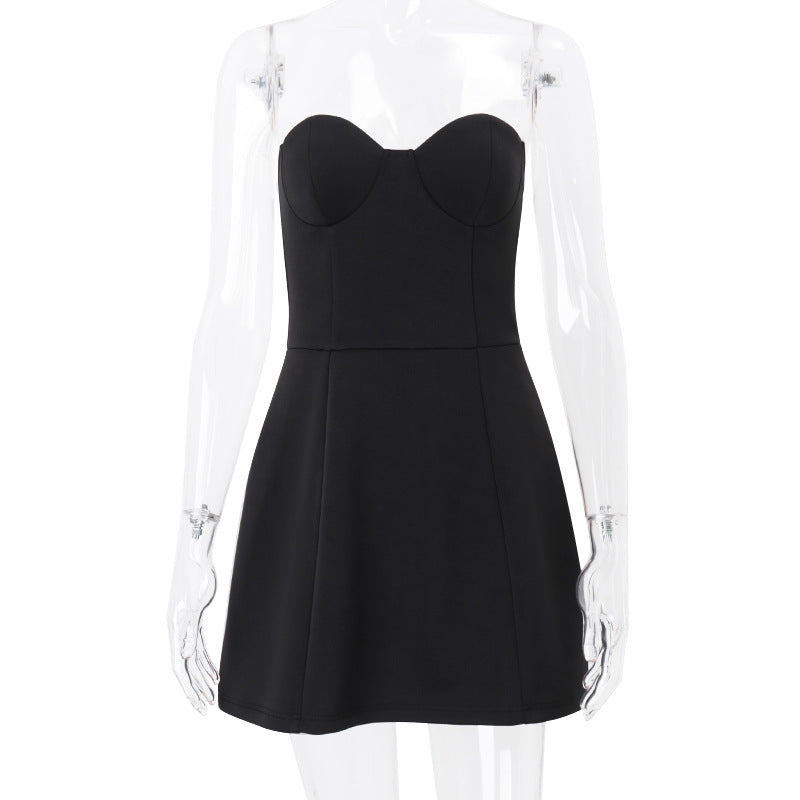Slim Fit Solid Color Mini Dress
