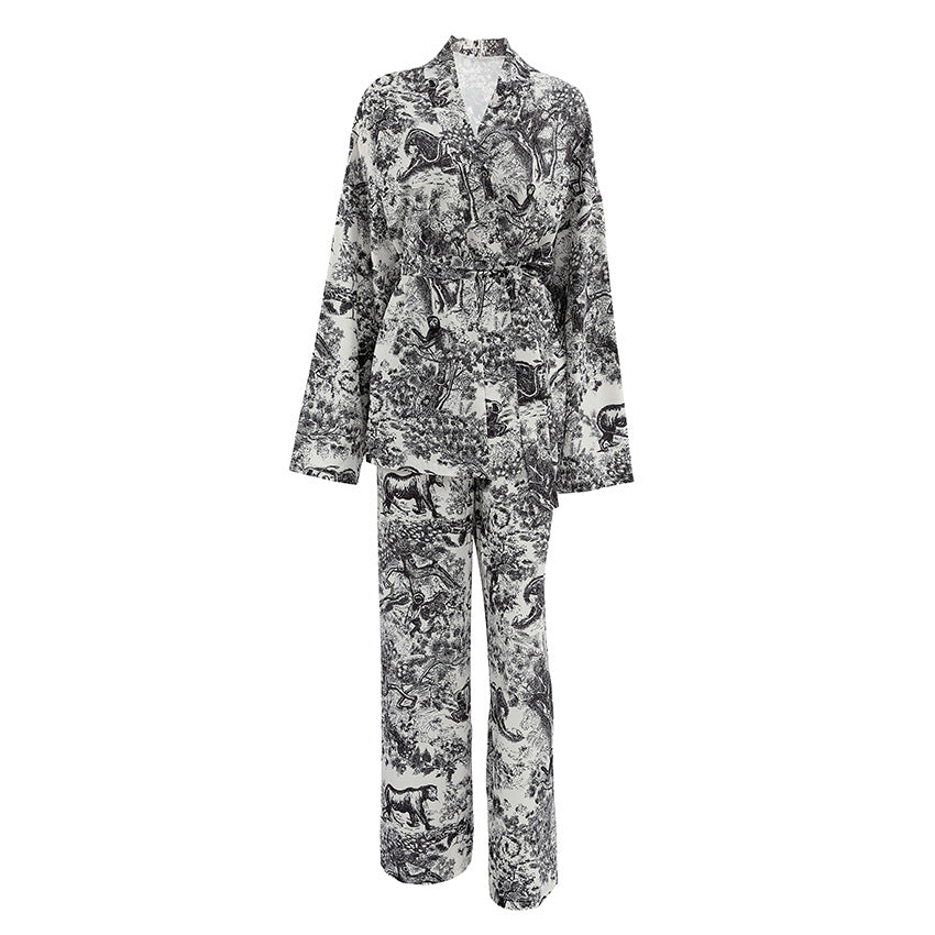 Printed Long Sleeved Trousers Suit