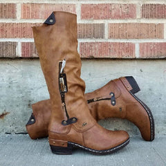 Zipper PU Leather Boots