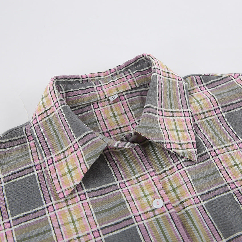 Button Long Sleeve Plaid Shirt