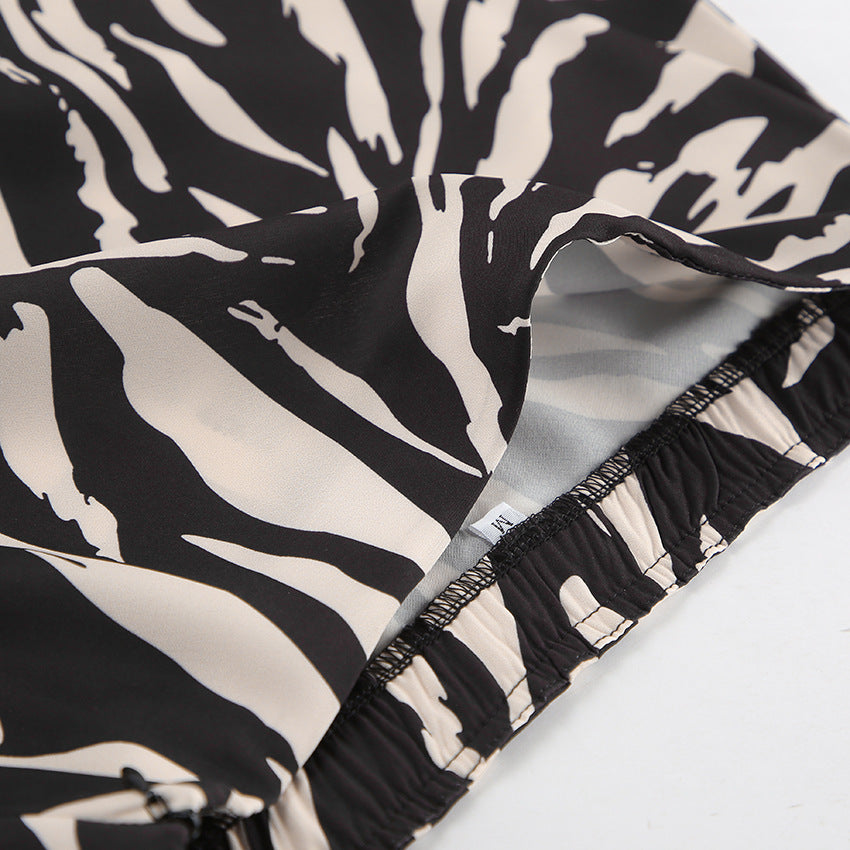 Zebra Print Midi Skirt