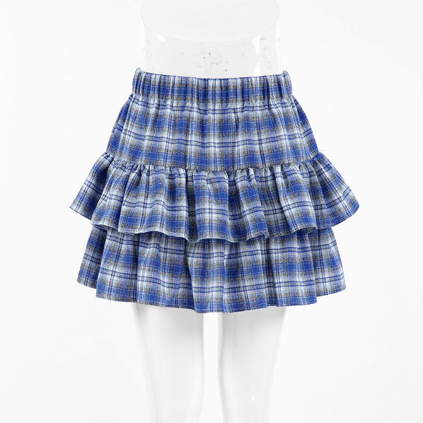 Cotton Blue Plaid Skirt