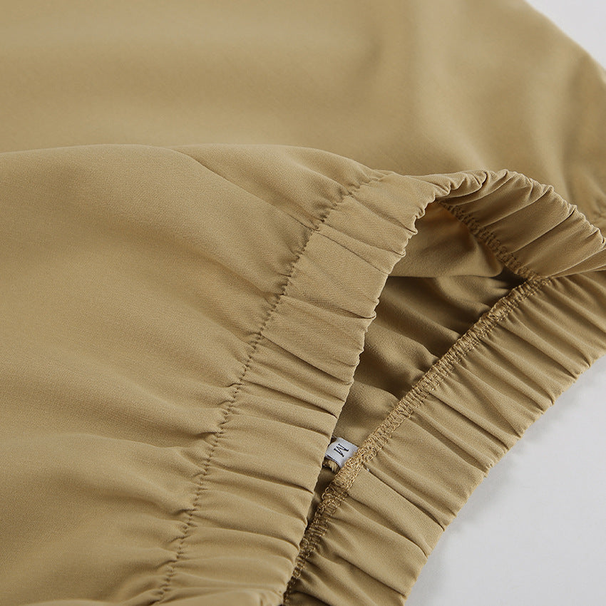 Off-Shoulder Shirred Shorts Set