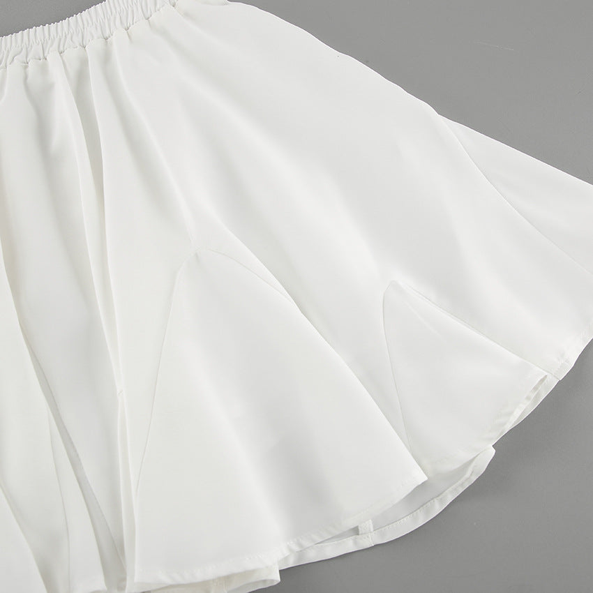 Low Rise Pleated Ruffle Skirt