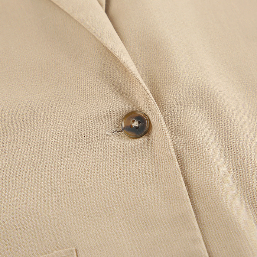 Lapel Single Breasted Double Pocket Vest And Shorts Suit