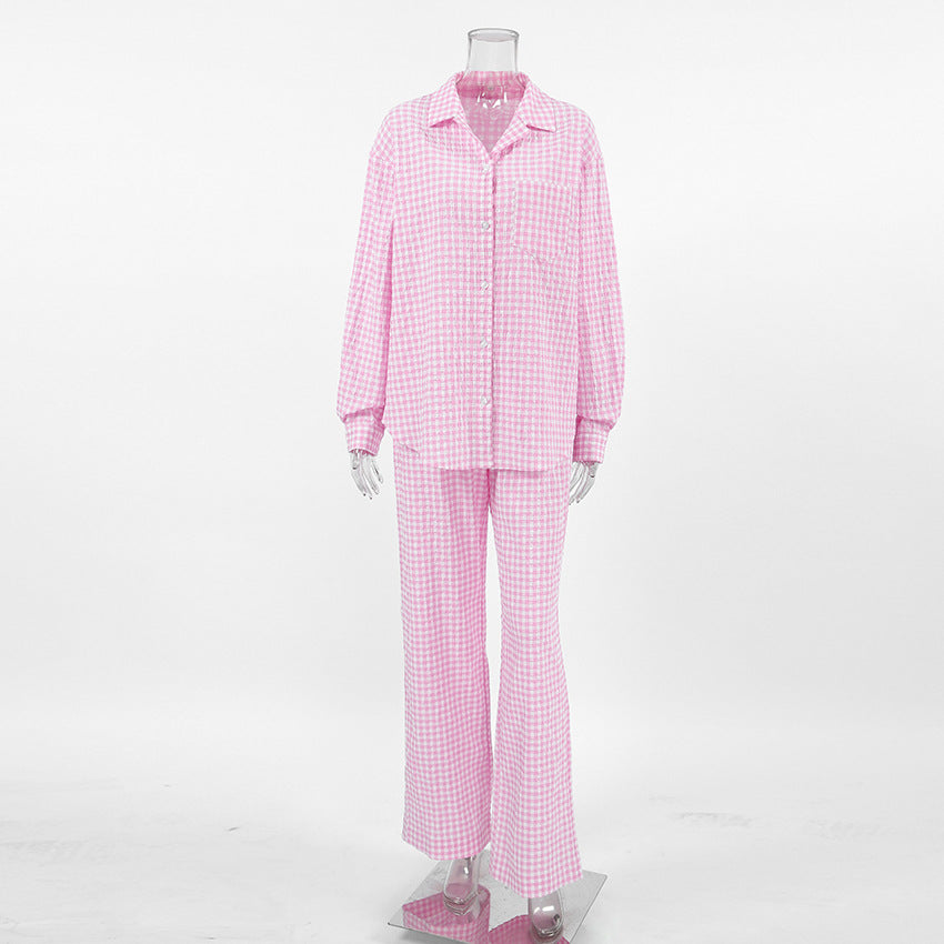 Pink Plaid Loose Set