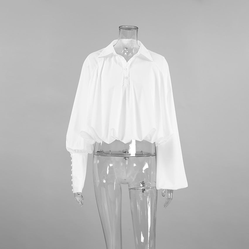 Navel Asymmetric Sleeves Shirt