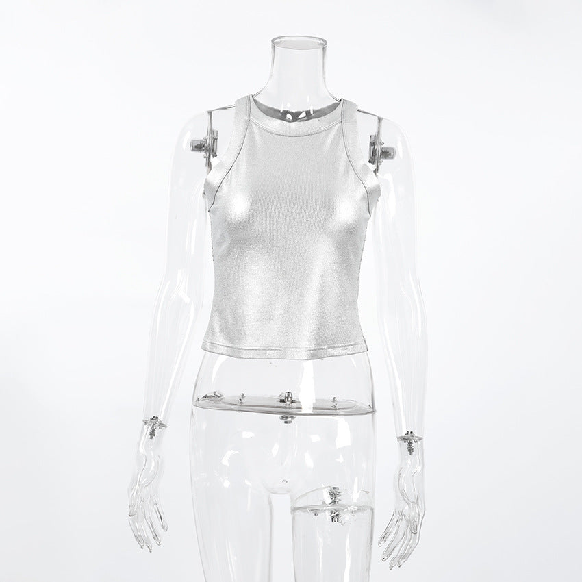 Slim Silver Pullover Tank Top