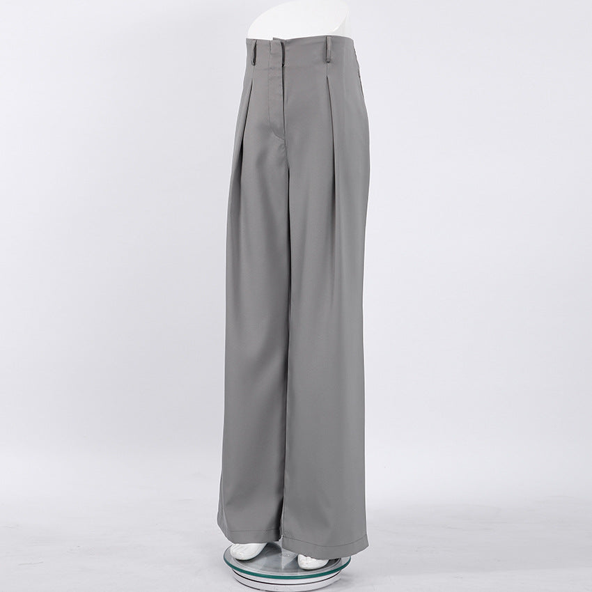 Front Pleated Grey Pants