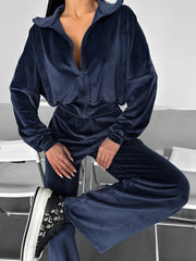 Dark Blue Velvet Track Suit