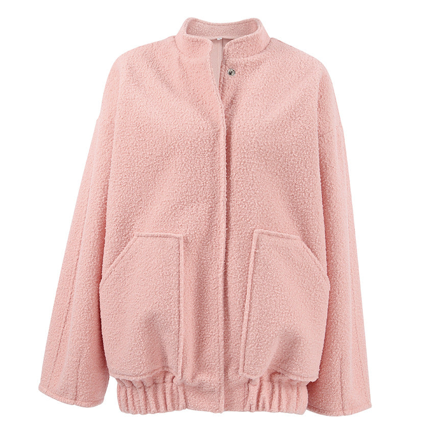 Woolen Pink Pockets Coat