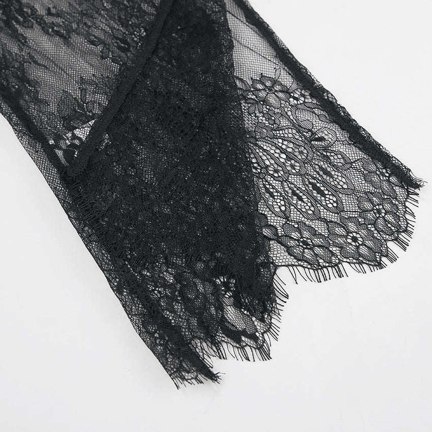 Black See-through Long Maxi Lace Dresses
