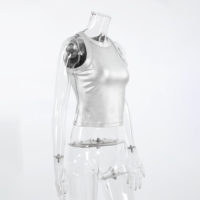Slim Silver Pullover Tank Top