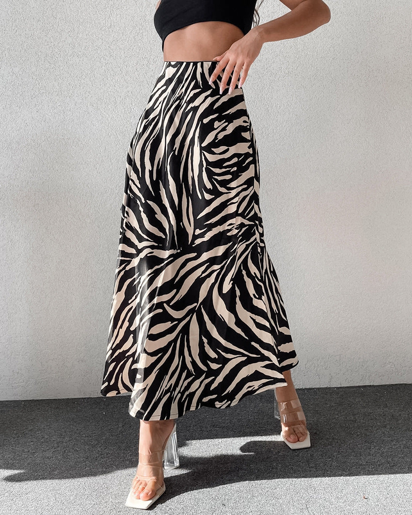 Zebra Print Midi Skirt