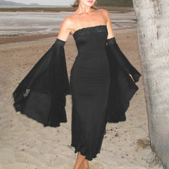 Strapless Lace Slim Maxi Dress