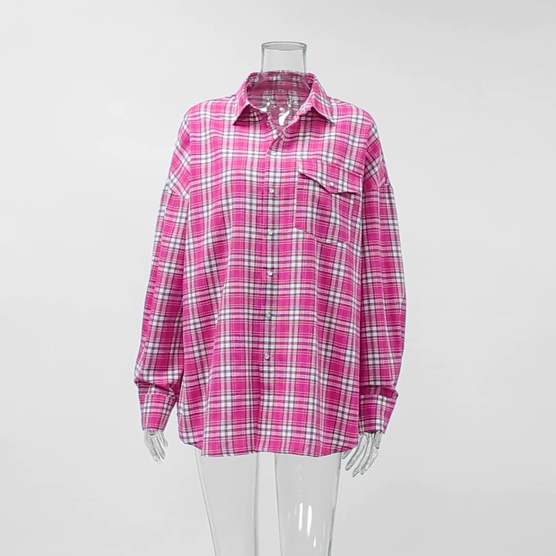 Plaid Collared Long Sleeved Shirt
