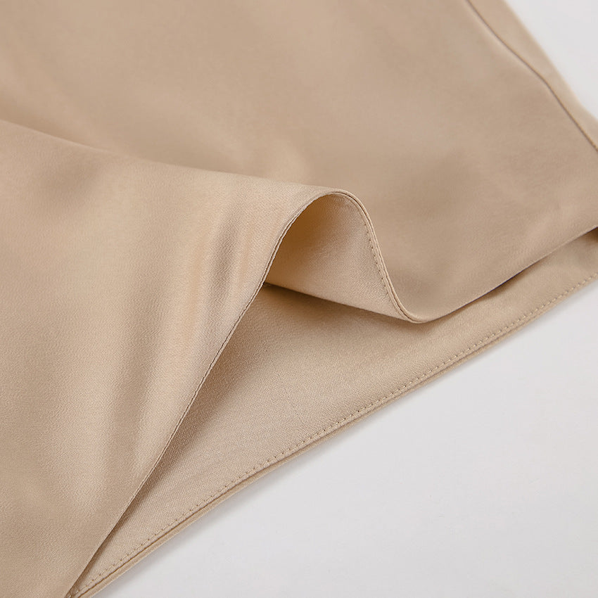 Beige Satin Long Skirt