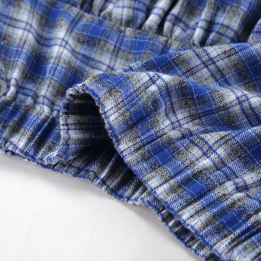 Cotton Blue Plaid Skirt