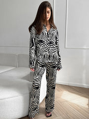 Zebra Striped High Waist Leisure Suit