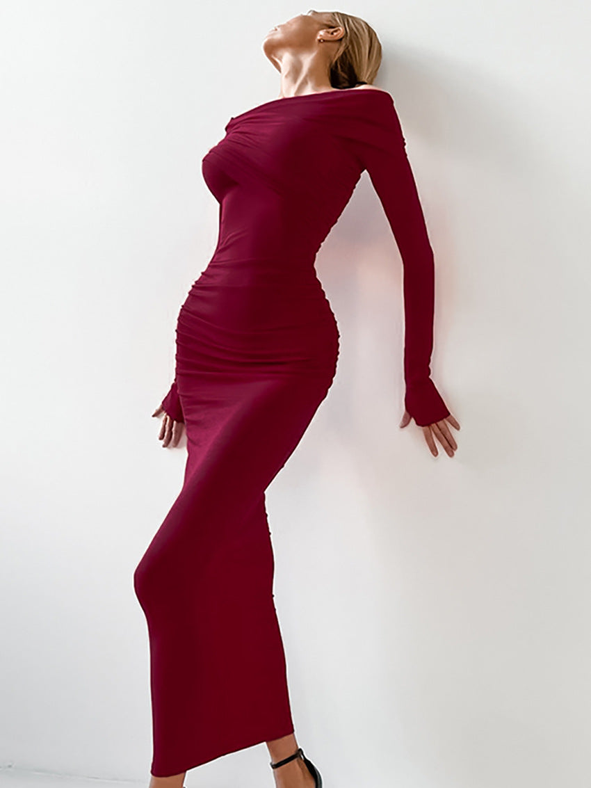 Ruched Irregular Off Shoulder Wrapped Dresses