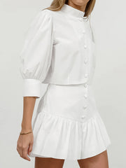 Half Sleeves Blouses + SkirtsTwo Pieces Set