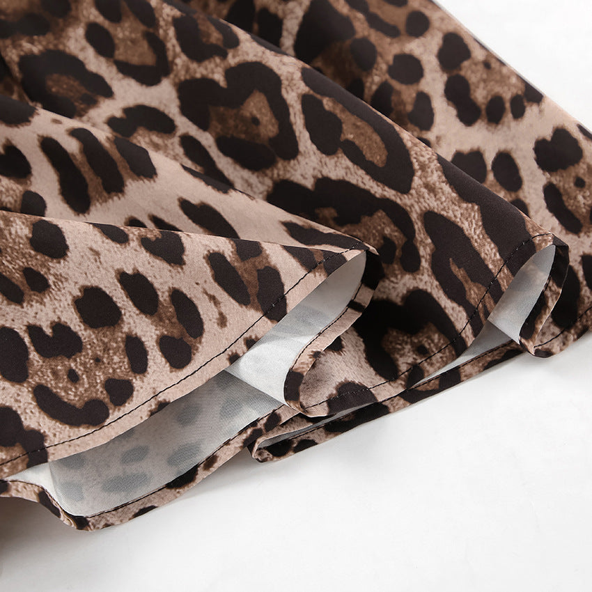 Leopard Print V-neck Slim Fit Dress